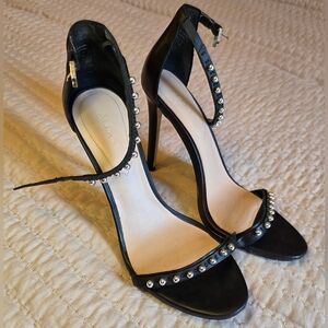 ALDO Black Studded Ankle-Strap Stiletto Sandals